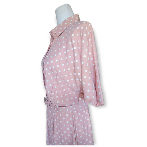 NEW Be Smart Vintage Belted Polka Dot Print Romper Size 11‎ 12 Pink White - Picture 7 of 11